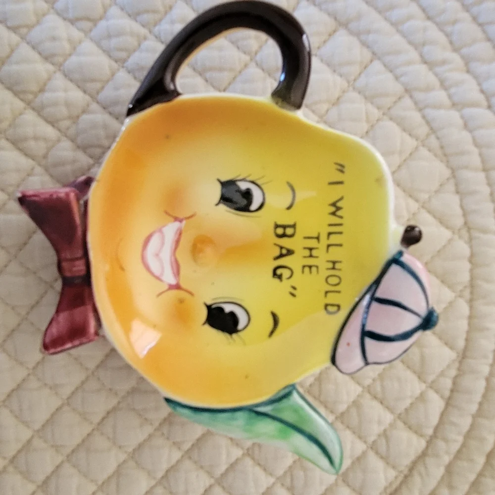 Vintage "I Will Hold The Bag" Teapot Shaped Teabag Holder - Picture 4 of 5